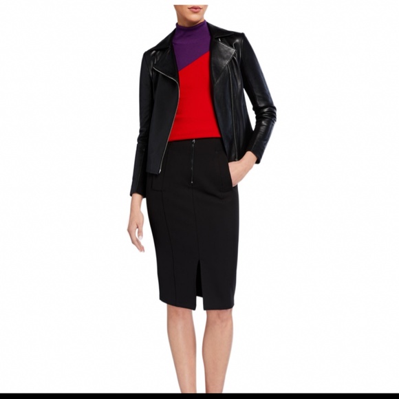 Emporio Armani Black Leather Jacket with Jersey Insets Size 44/US 8 NWT - Picture 4 of 9